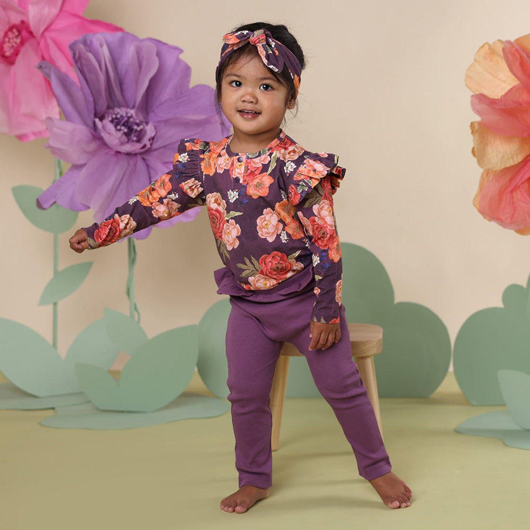 SNUGGLE HUNNY ORGANIC LONG SLEEVE TOP WITH FRILL - SIENNA