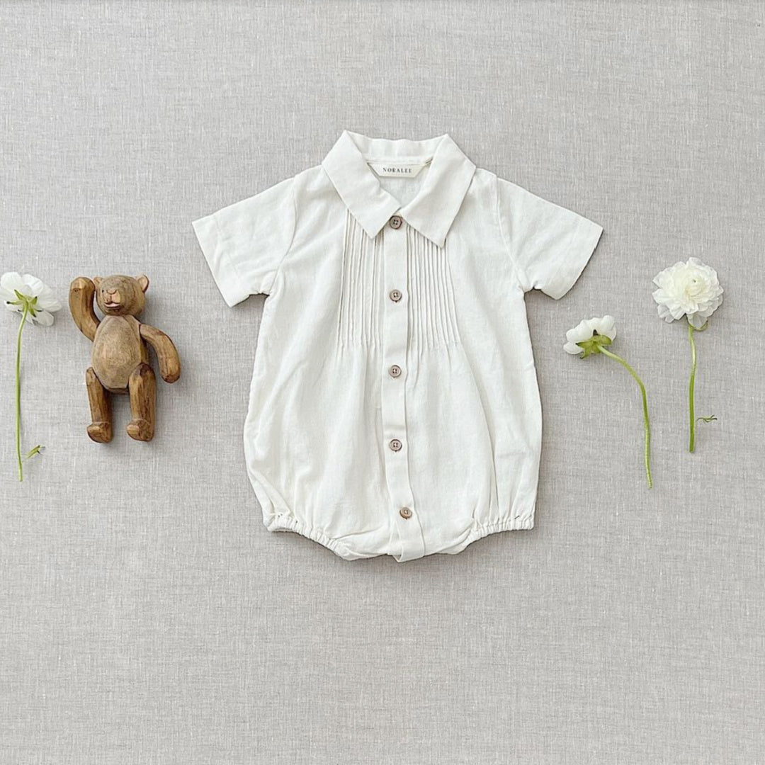 NORALEE BOYS HENRY ROMPER - WHITE
