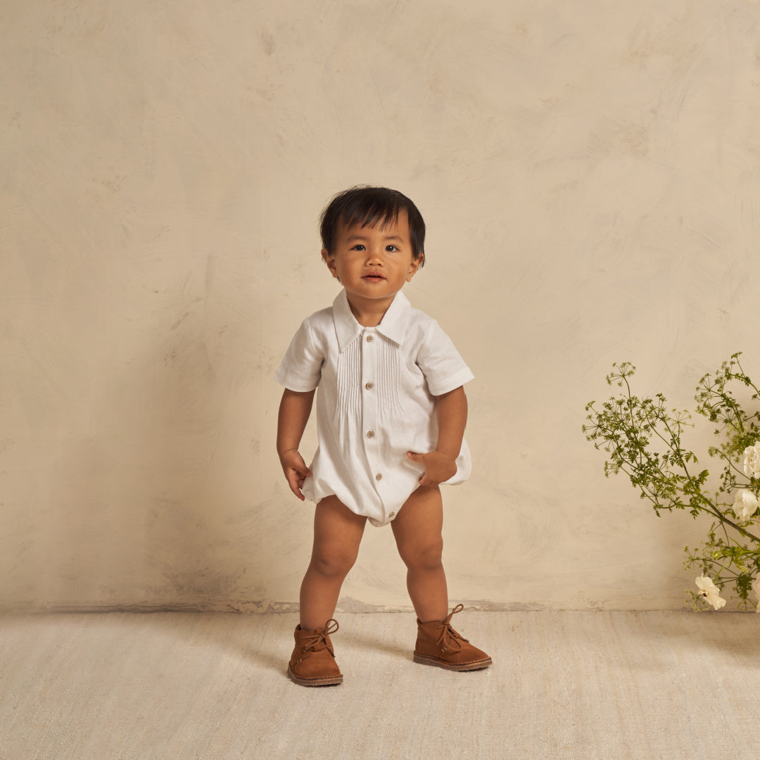 NORALEE BOYS HENRY ROMPER - WHITE