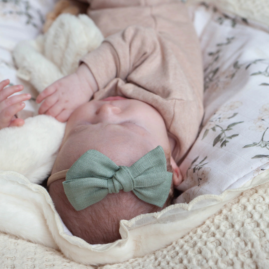 POP YA TOT LINEN BABY BOW HEADBAND - TEAL