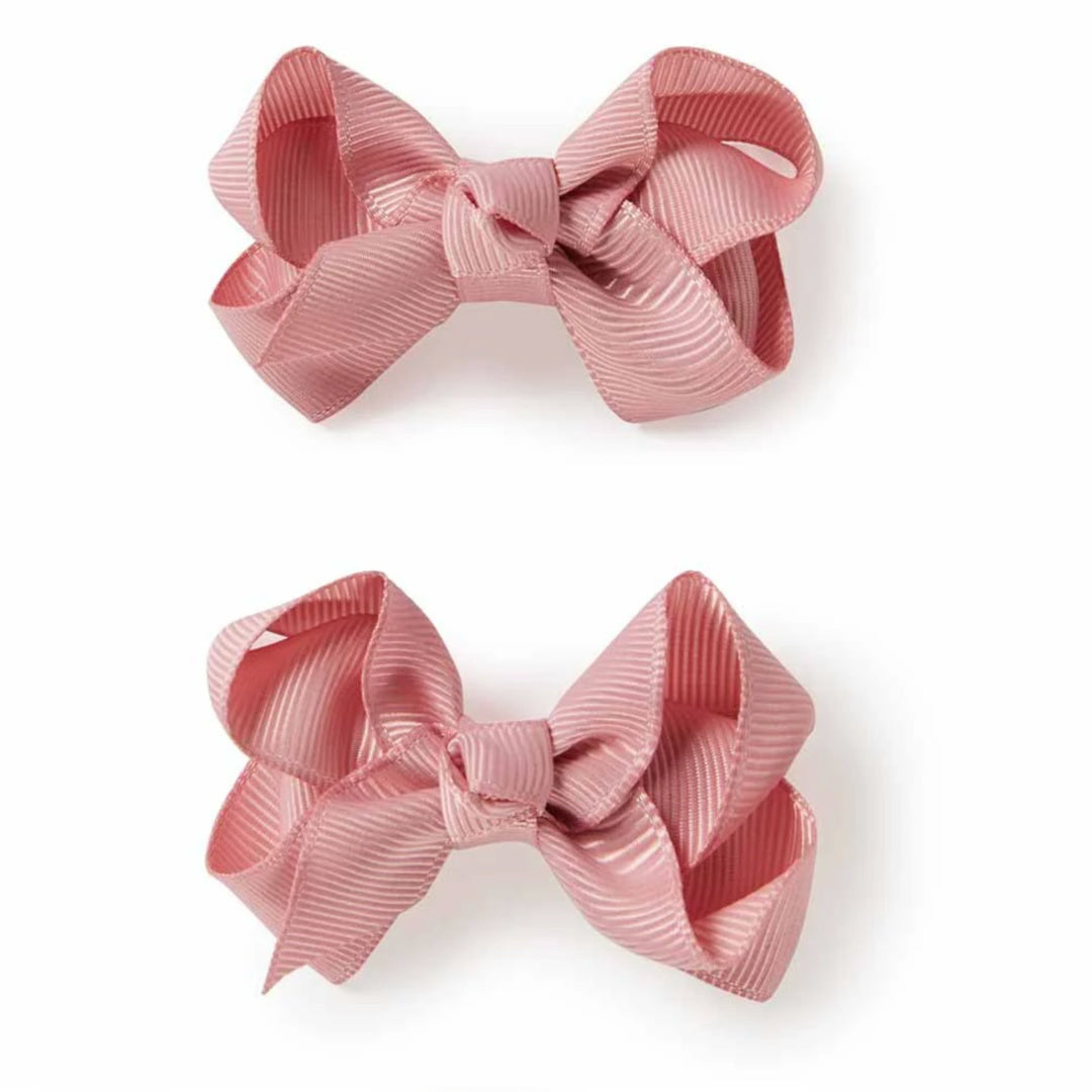 SNUGGLE HUNNY BOW CLIPS - SMALL PIGGY TAIL PAIR - DUSTY PINK