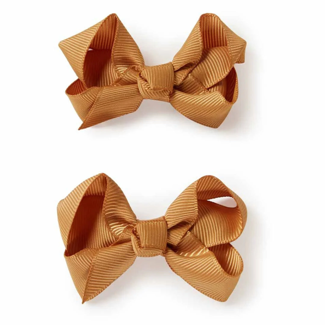 SNUGGLE HUNNY BOW CLIPS - SMALL PIGGY TAIL PAIR - MUSTARD