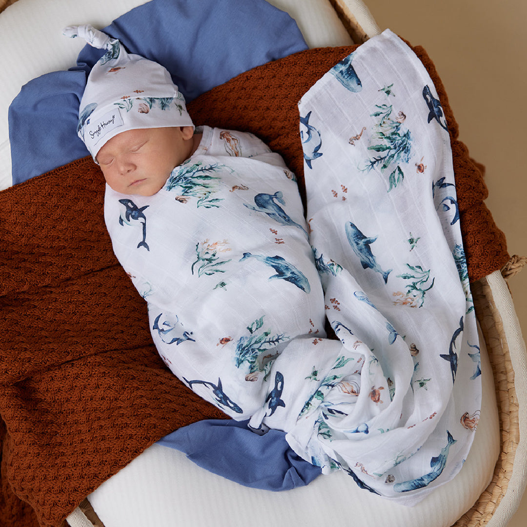 SNUGGLE HUNNY ORGANIC MUSLIN WRAP - OCEAN