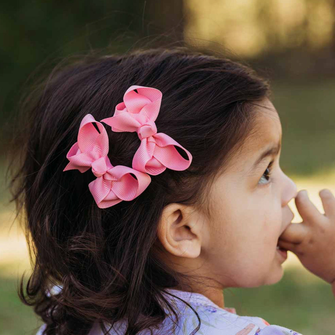 SNUGGLE HUNNY BOW CLIPS - SMALL PIGGY TAIL PAIR - PINK SHERBERT