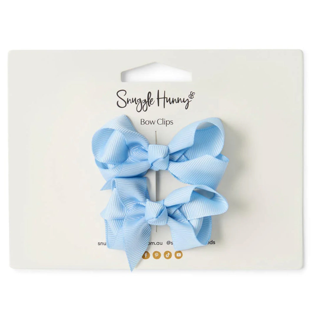 SNUGGLE HUNNY BOW CLIPS - SMALL PIGGY TAIL PAIR - BABY BLUE