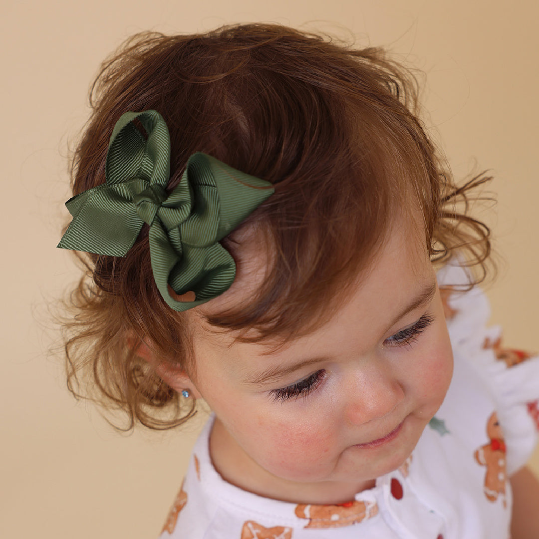 SNUGGLE HUNNY BOW CLIP MEDIUM - OLIVE