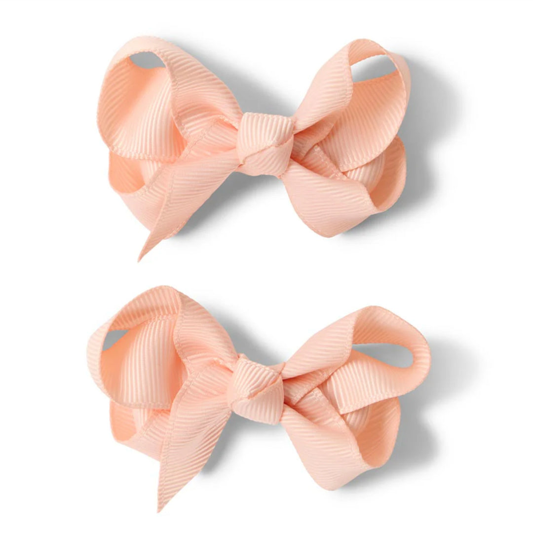 SNUGGLE HUNNY BOW CLIPS - SMALL PIGGY TAIL PAIR - PEACH