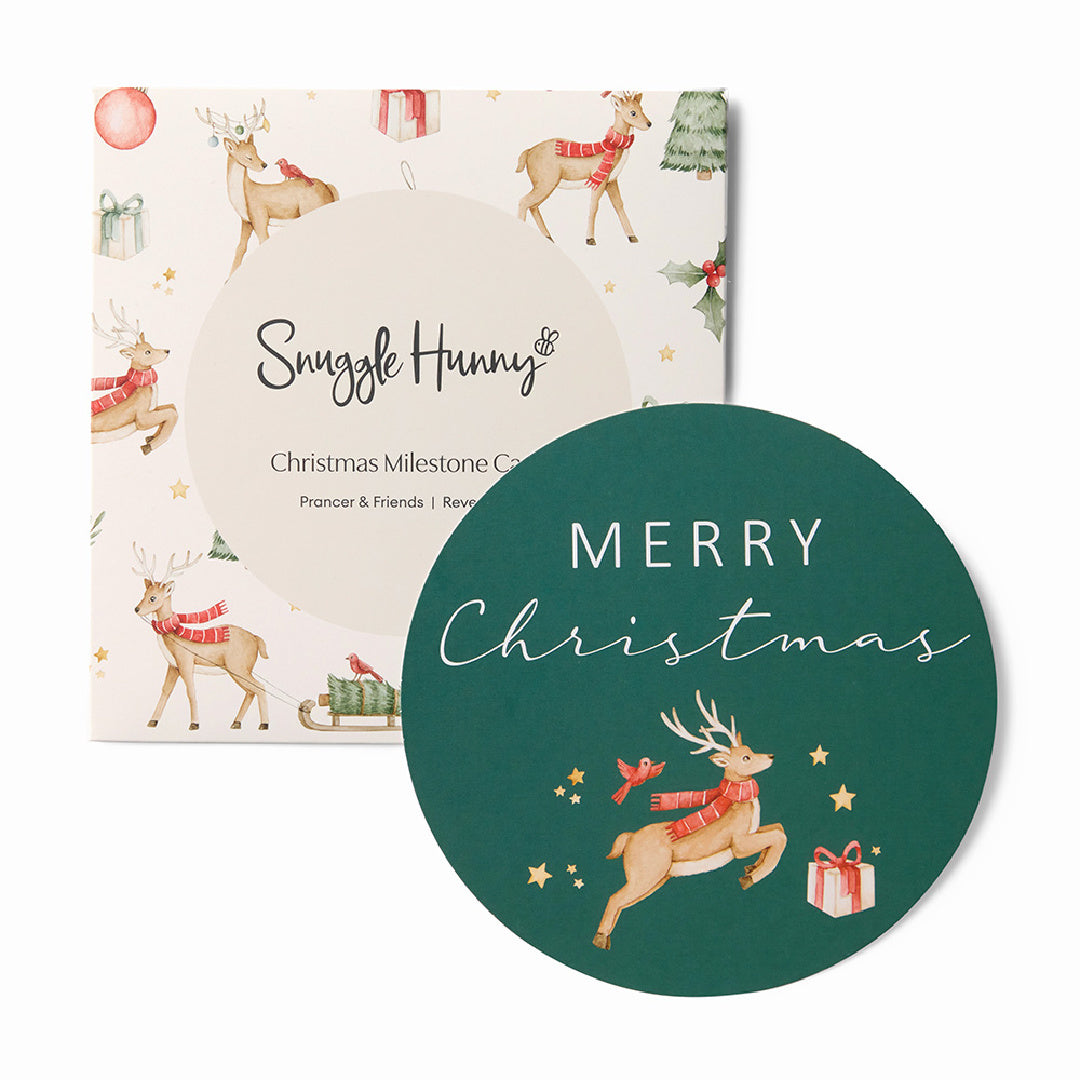 SNUGGLE HUNNY REVERSIBLE SINGLE MILESTONE CARDS - PRANCER & FRIENDS