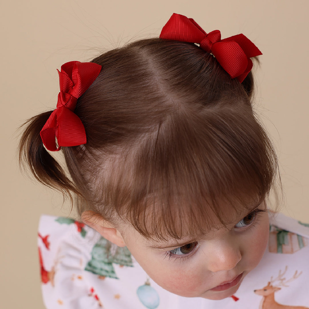 SNUGGLE HUNNY BOW CLIPS - SMALL PIGGY TAIL PAIR - RED