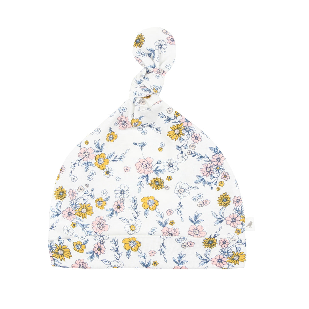 BEBE WHITE LABEL MAE FLORAL ORGANIC BEANIE