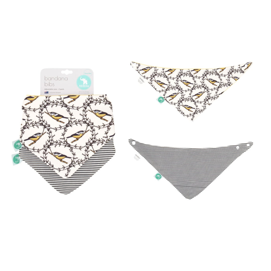 ALL 4 ELLA BANDANA BIBS 2PK - REVERSIBLE - BIRD