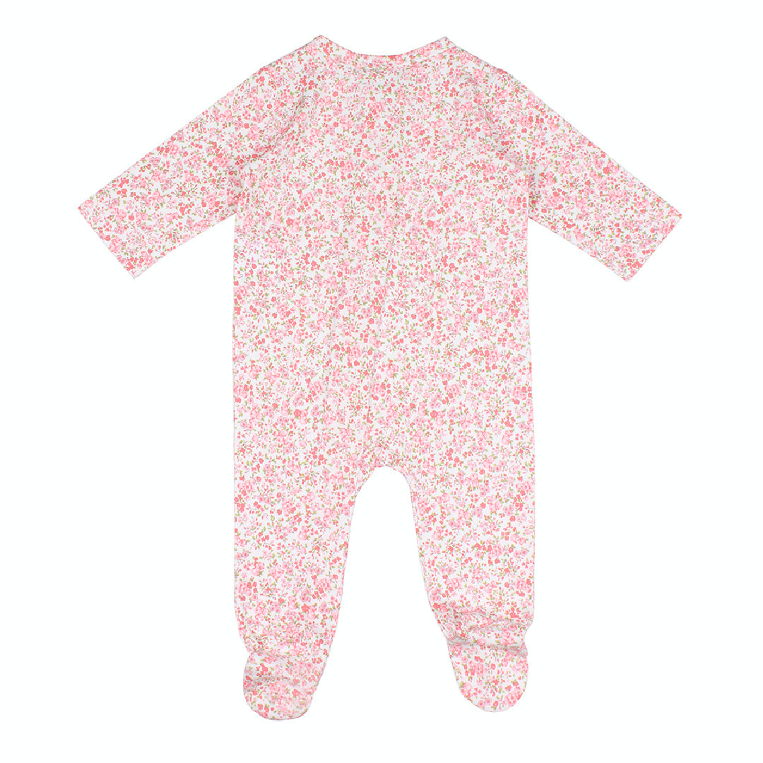 BEBE WHITE LABEL FLORAL ORGANIC LS ROMPER