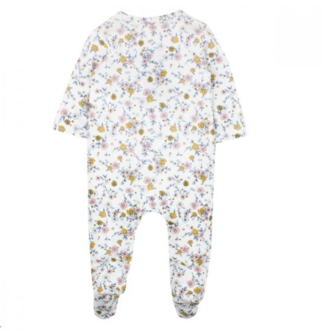 BEBE WHITE LABEL MAE FLORAL ORGANIC LS ROMPER
