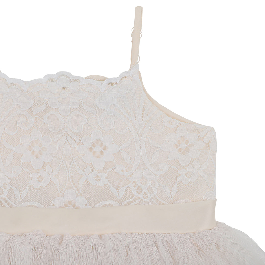 BEBE LACE BODICE DRESS