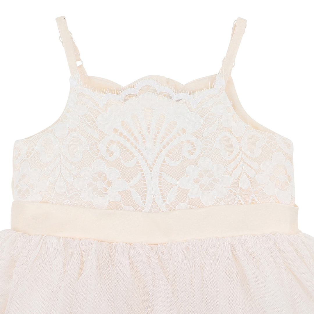 BEBE LACE BODICE DRESS