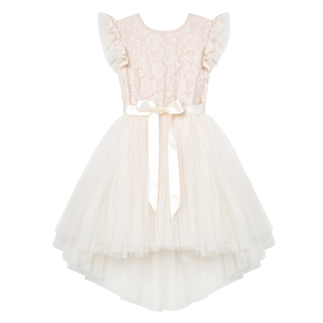 DESIGNER KIDZ LIBBY LACE TUTU DRESS - BEIGE