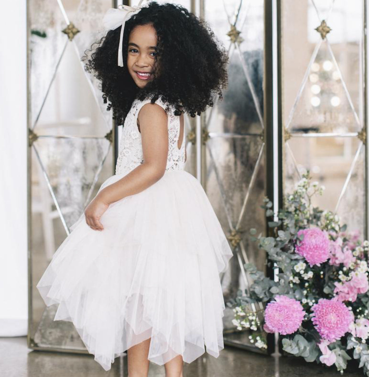 DESIGNER KIDZ TARA HEART BACK DRESS - BEIGE