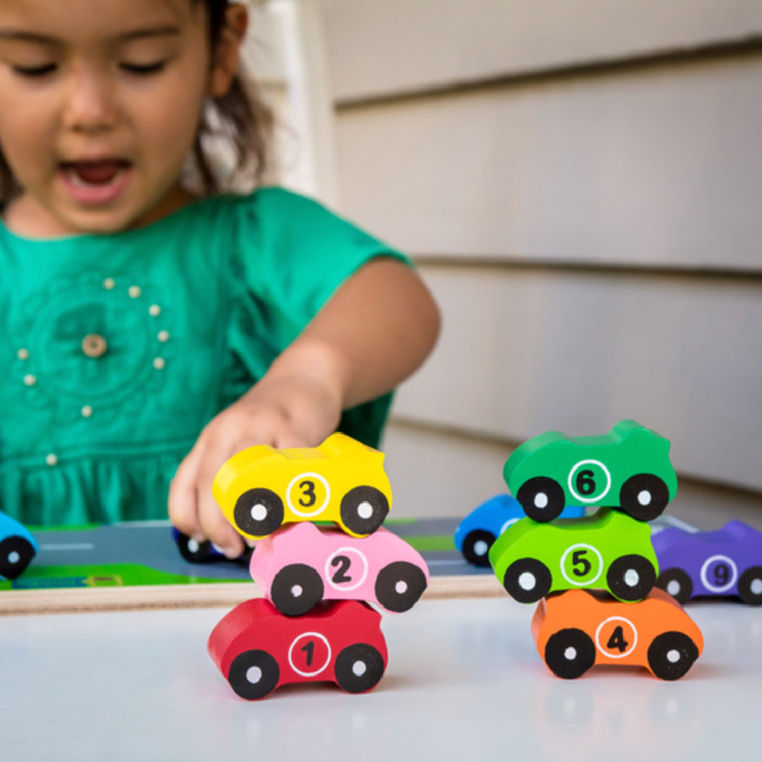 KIDDIE CONNECT 1-10 CAR WOODEN PUZZLE