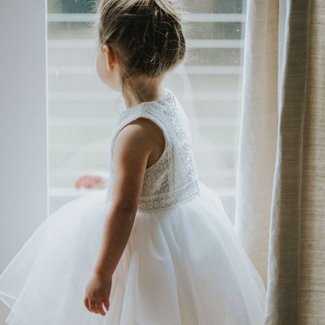 BEBE EMBROIDERED ORGANZA DRESS