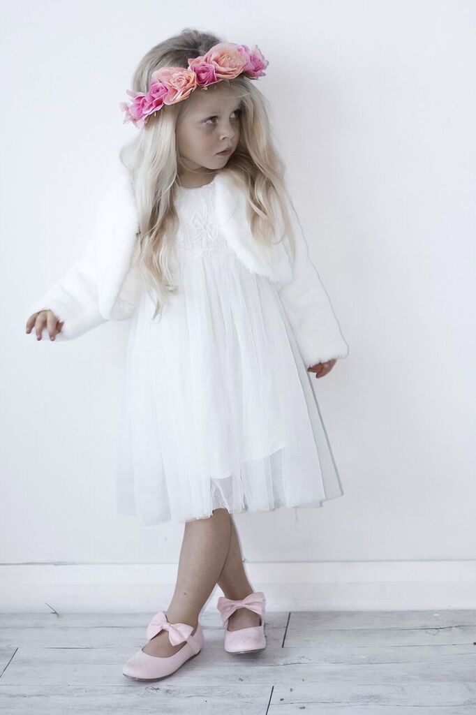 DESIGNER KIDZ FAUX FUR JACKET - IVORY