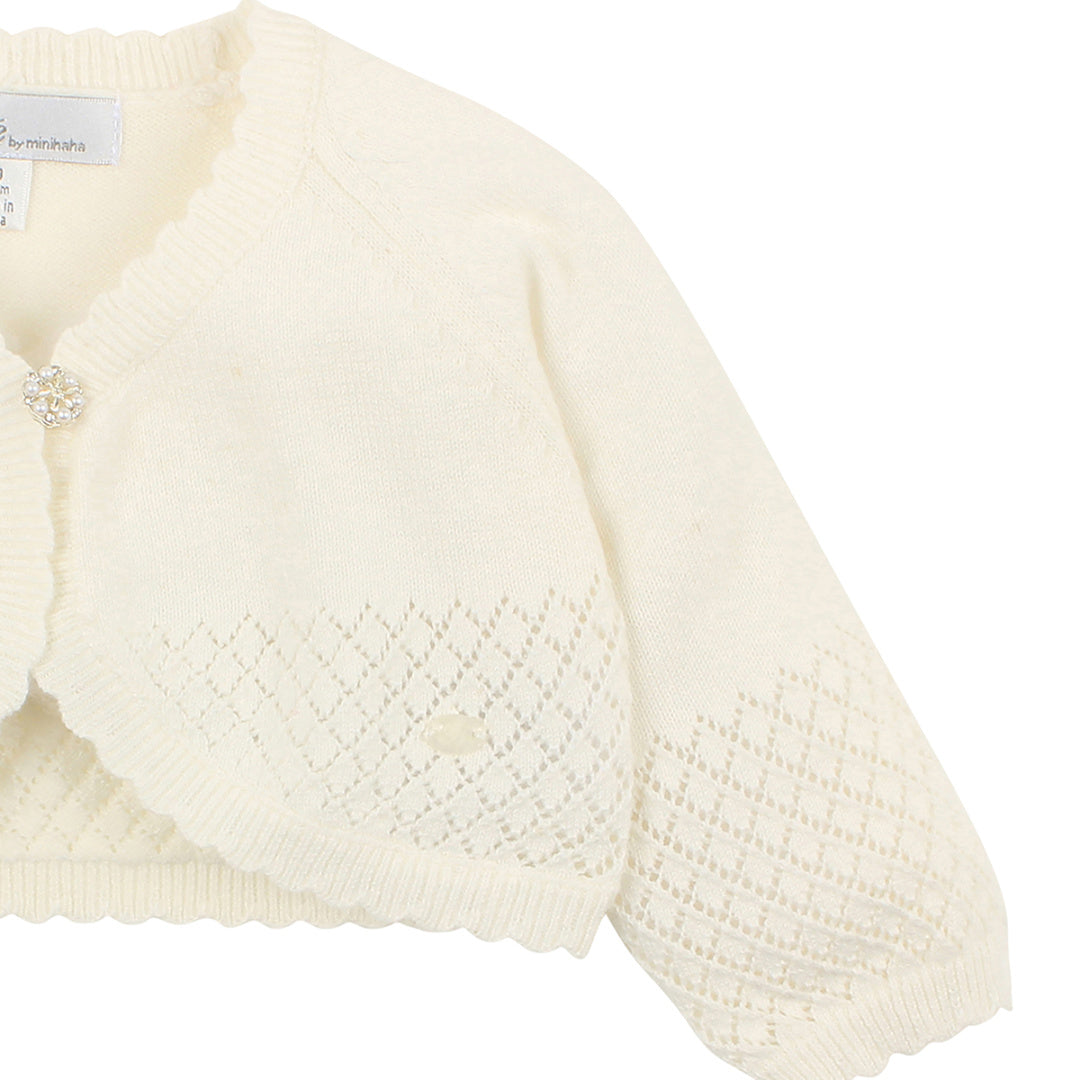 BEBE POINTELLE CARDIGAN - IVORY