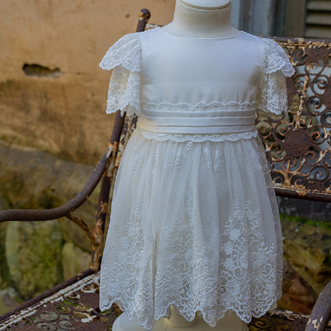 BEBE FLOATY SLEEVE LACE DRESS