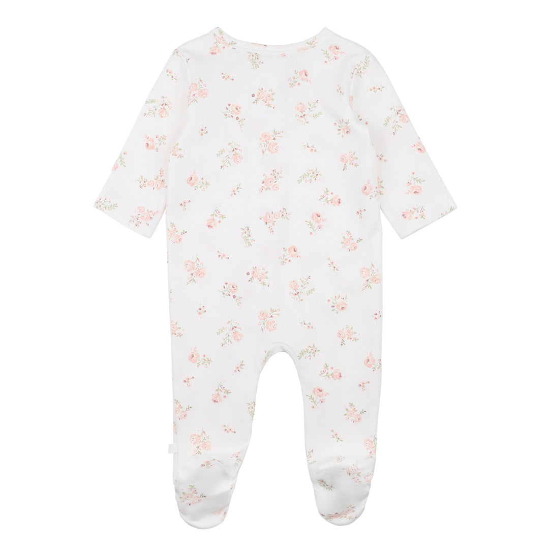 BEBE WHITE LABEL BELLE FLORAL ORGANIC LS ZIP ROMPER