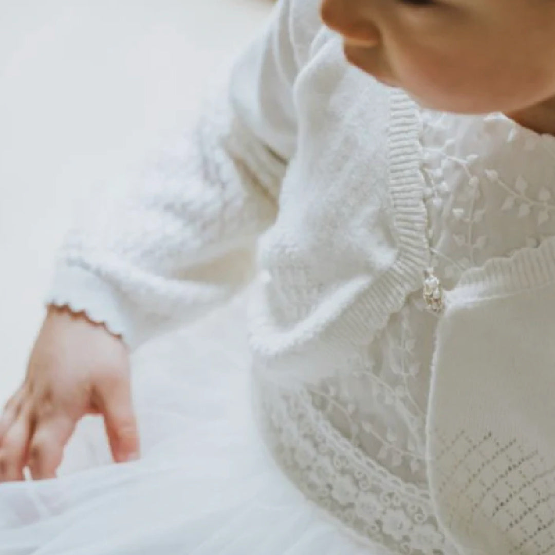 BEBE POINTELLE CARDIGAN - IVORY