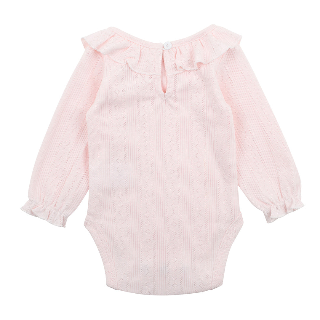 BEBE WHITE LABEL POINTELLE L/S BODYSUIT - PINK