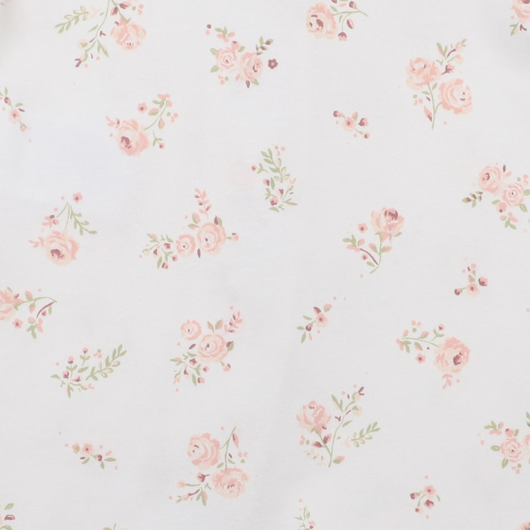 BEBE WHITE LABEL BELLE FLORAL ORGANIC SS ZIP ROMPER