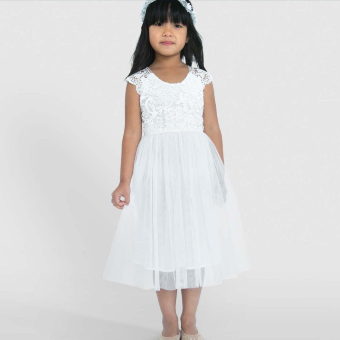 DESIGNER KIDZ ANGIE LACE BODICE DRESS