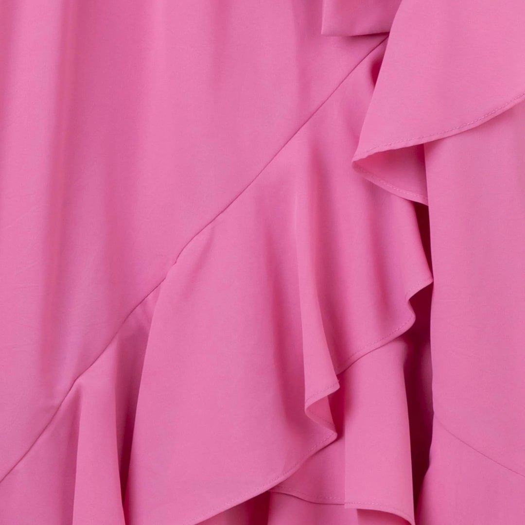 DESIGNER KIDZ AKIRA ASYMMETRICAL FRILL DRESS - FUSCHIA