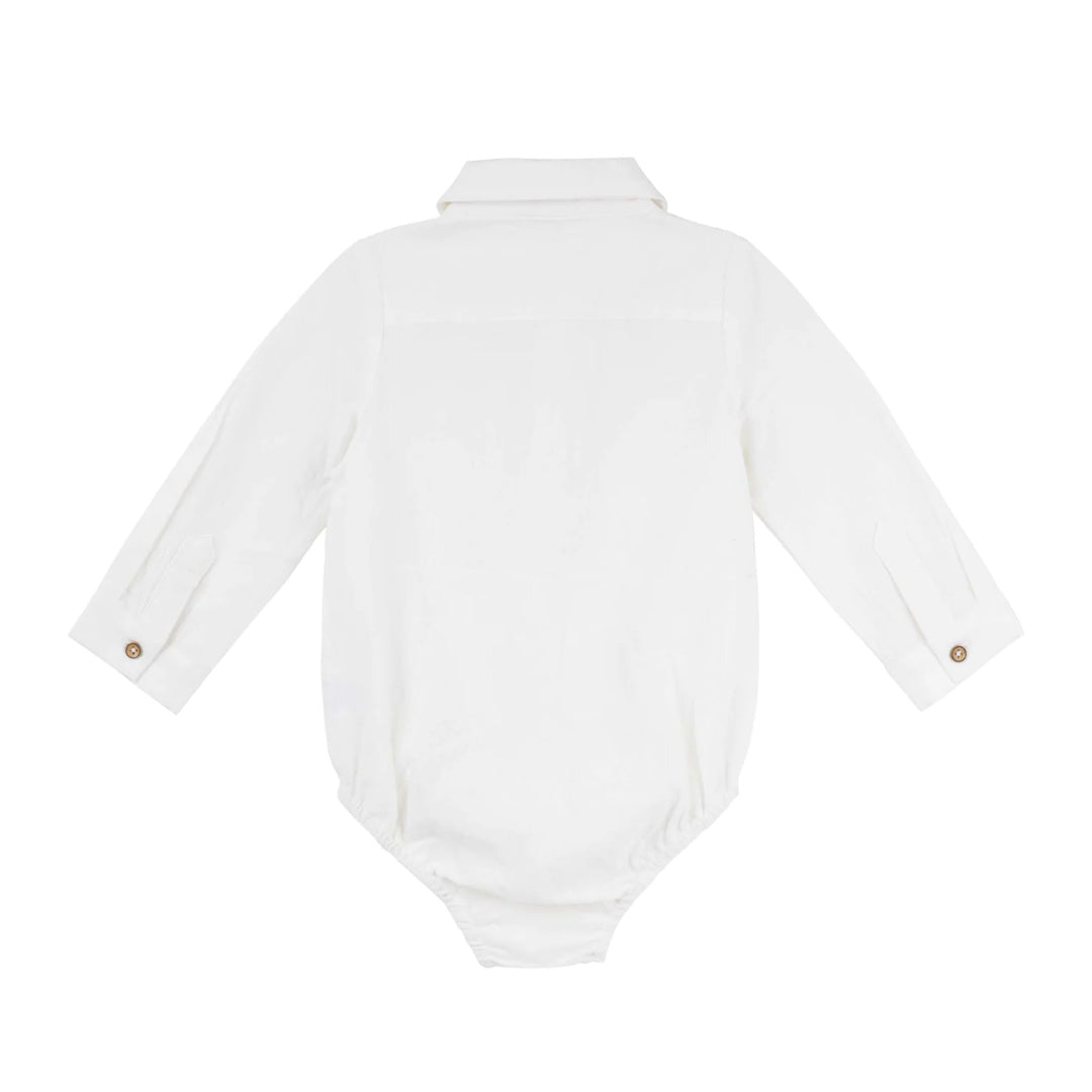 DESIGNER KIDZ ARCHIE L/S BUTTON ROMPER - IVORY