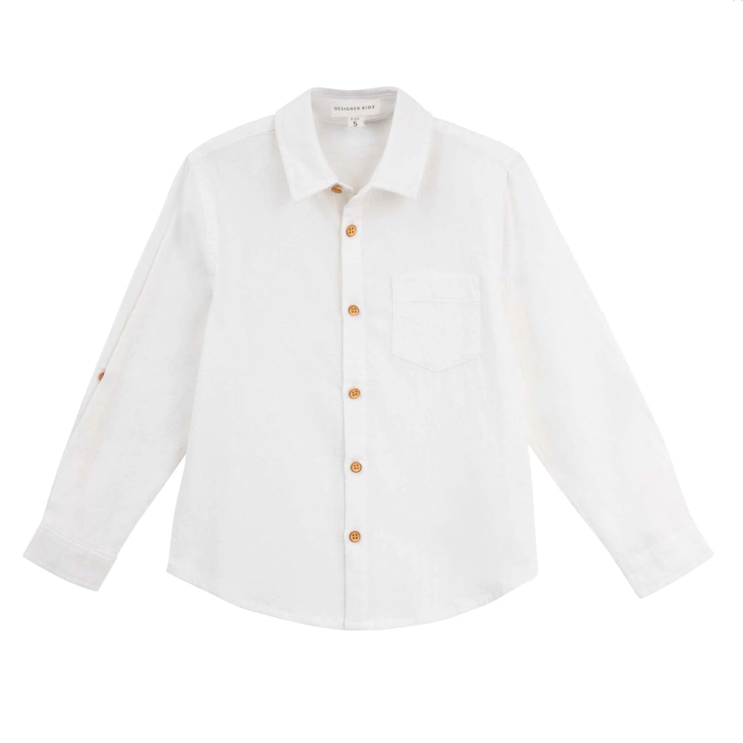 DESIGNER KIDZ BOYS ARCHIE L/S BUTTON SHIRT - IVORY