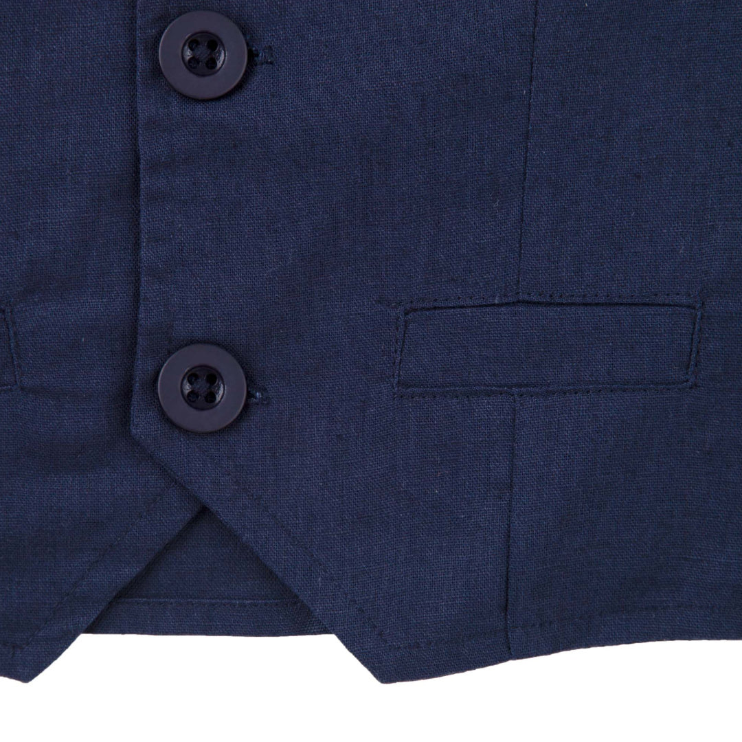DESIGNER KIDZ BOYS TOBY LINEN VEST - NAVY