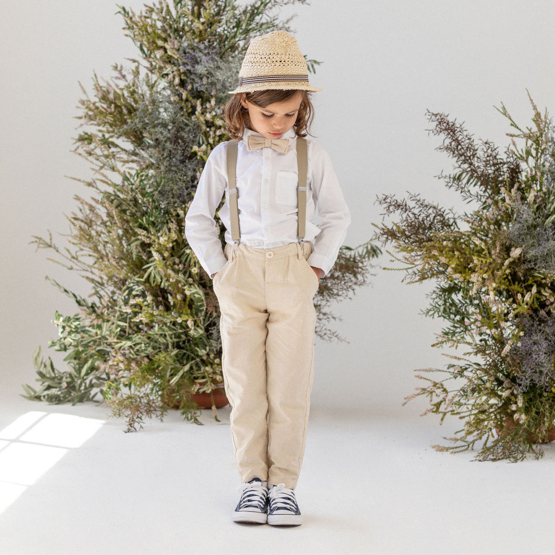 DESIGNER KIDZ BOYS FINLEY LINEN PANTS - SAND