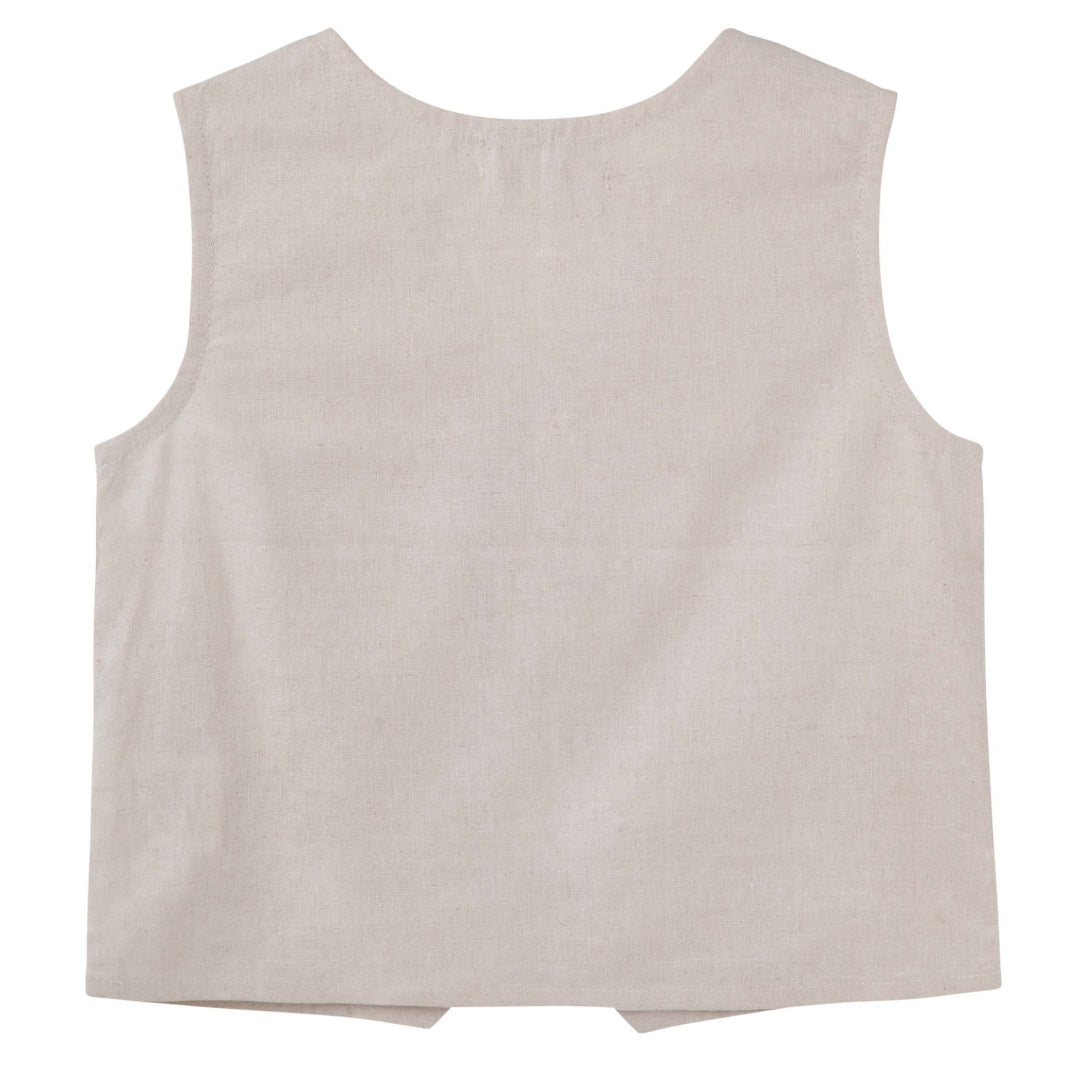 DESIGNER KIDZ BOYS FINLEY LINEN VEST - SAND