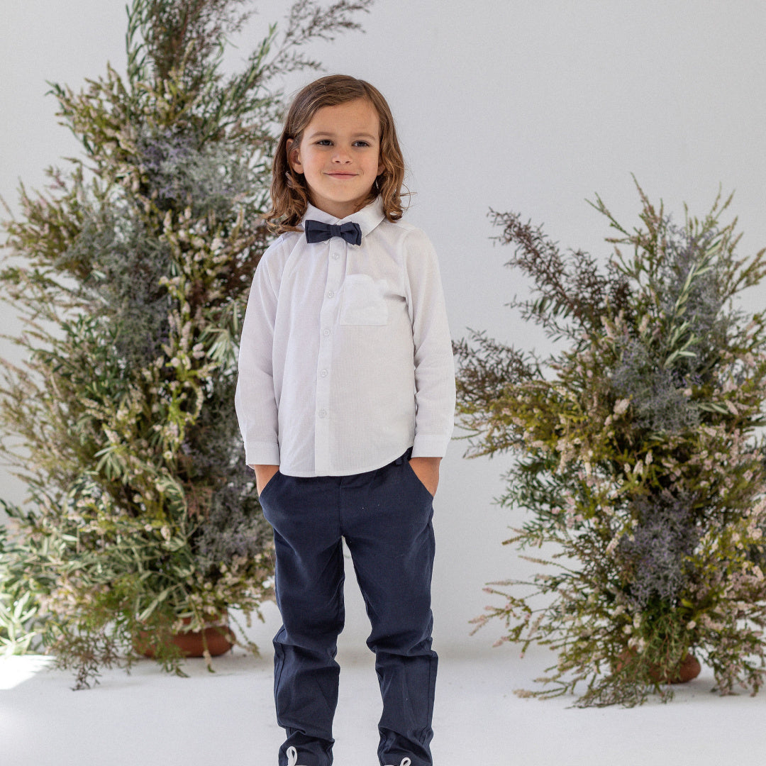 DESIGNER KIDZ BOYS FINLEY LINEN PANTS - NAVY