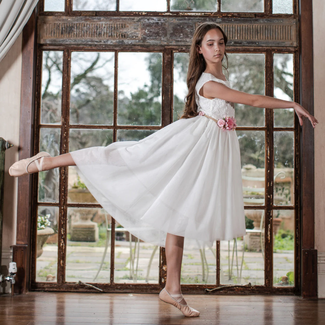 DESIGNER KIDZ DELILAH LACE DRESS - IVORY