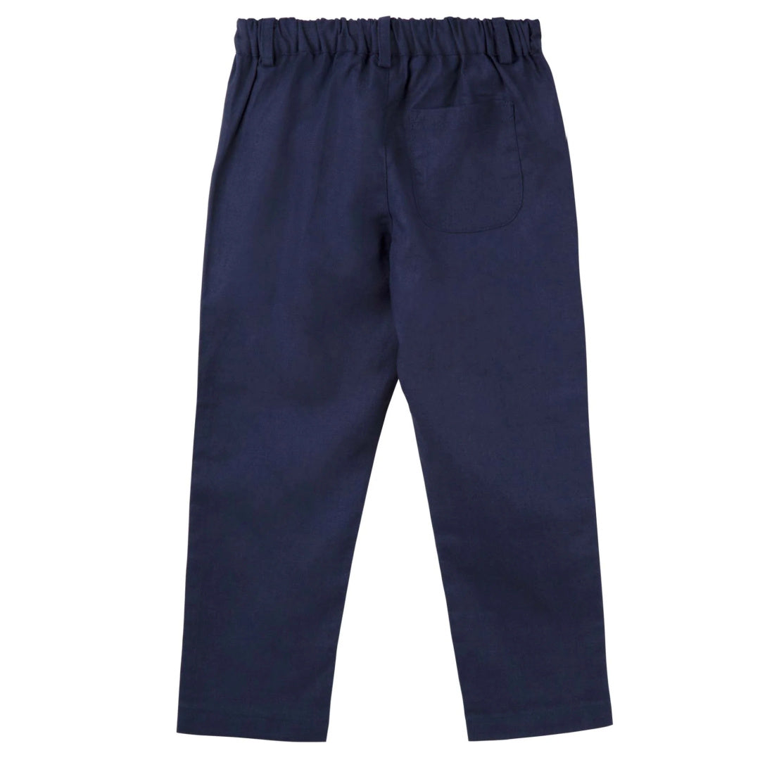 DESIGNER KIDZ BOYS FINLEY LINEN PANTS - NAVY