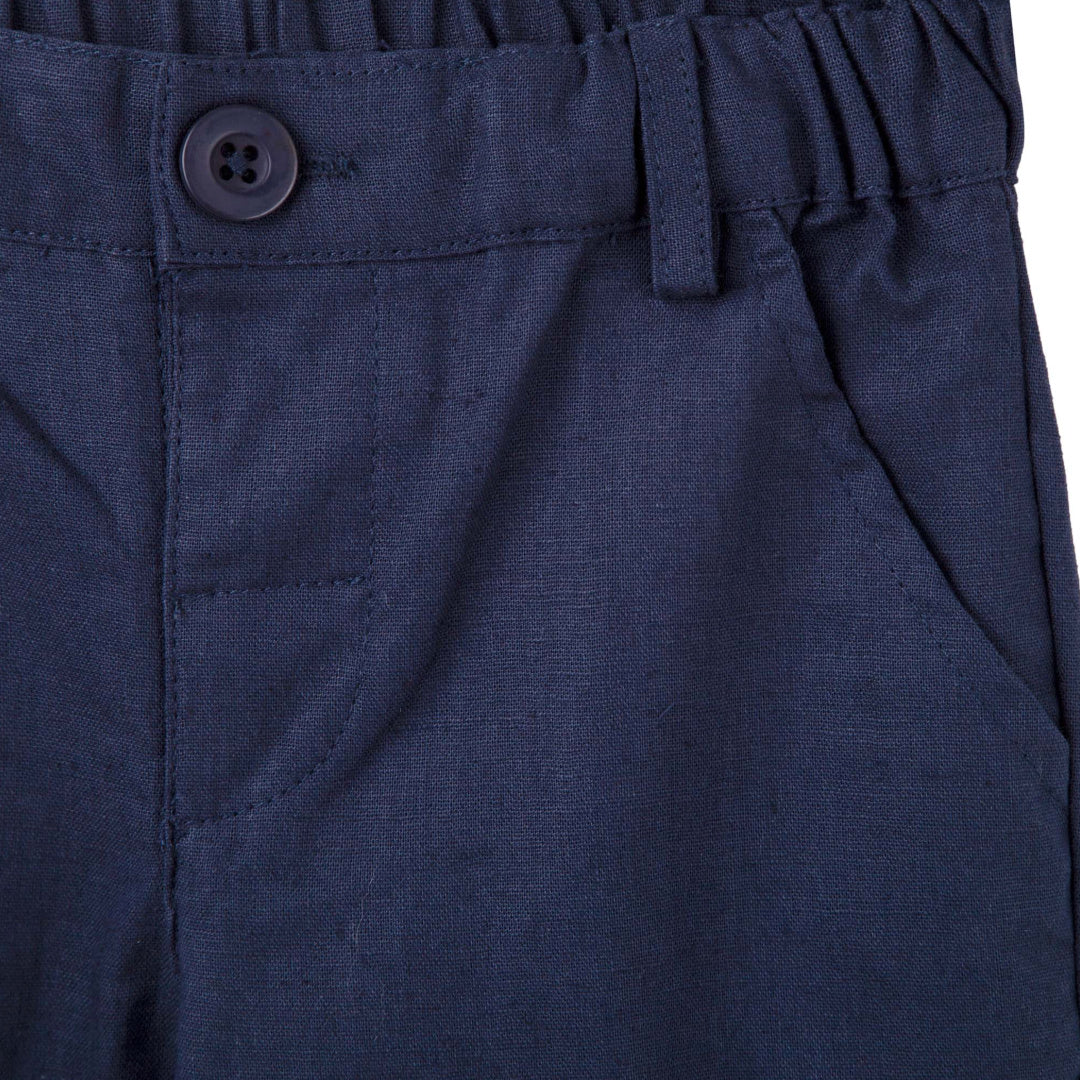 DESIGNER KIDZ BOYS FINLEY LINEN PANTS - NAVY