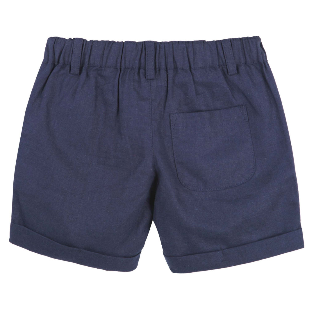 DESIGNER KIDZ BOYS FINLEY LINEN SHORTS - NAVY