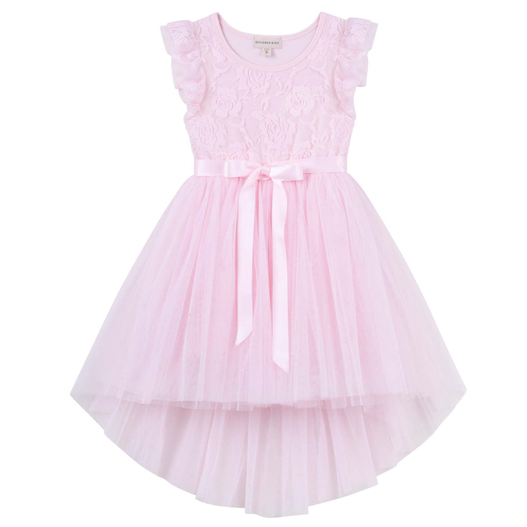 DESIGNER KIDZ LIBBY LACE TUTU DRESS - PALE PINK