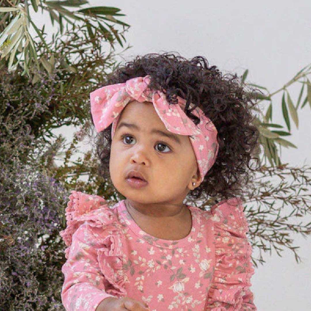 DESIGNER KIDZ MAISIE FLORAL HEADBAND - DUSTY ROSE