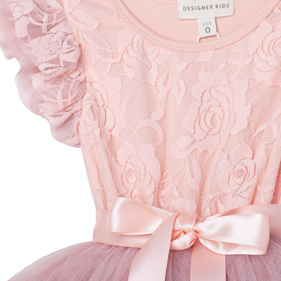 DESIGNER KIDZ MY FIRST LACE TUTU DRESS - TEA ROSE