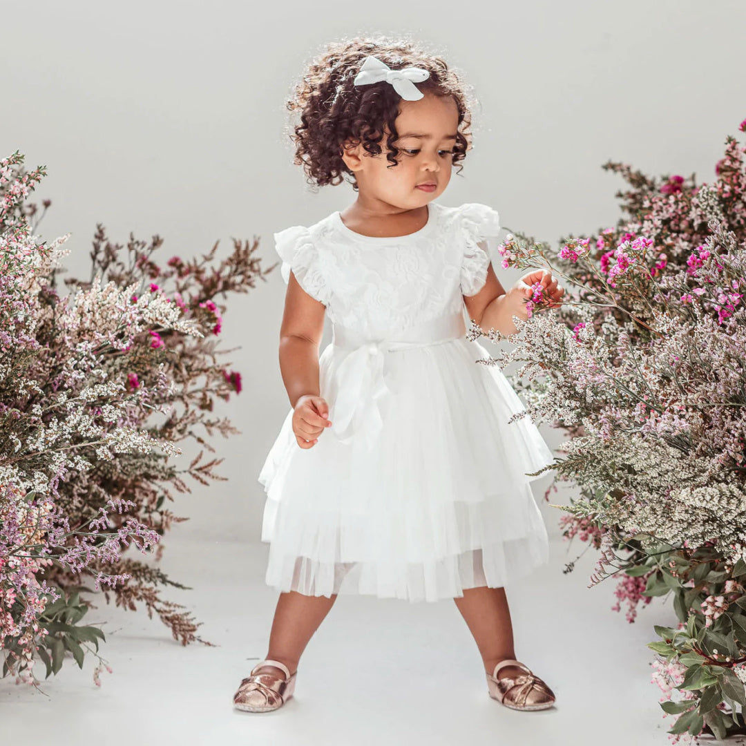 DESIGNER KIDZ MY FIRST LACE TUTU DRESS - IVORY