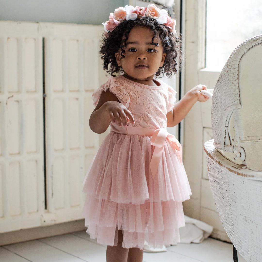 DESIGNER KIDZ MY FIRST LACE TUTU DRESS - TEA ROSE