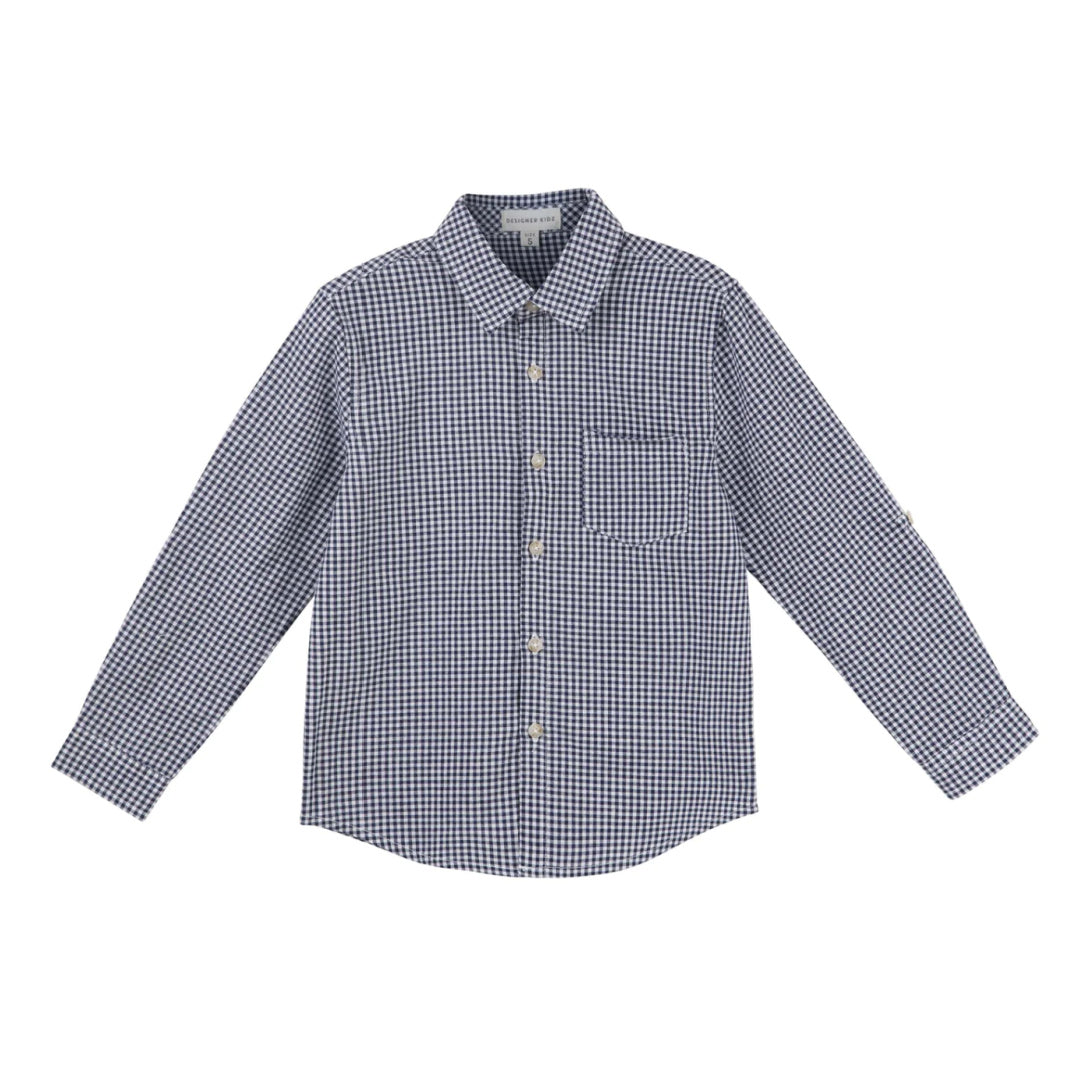 DESIGNER KIDZ BOYS OLIVER L/S BUTTON SHIRT - NAVY