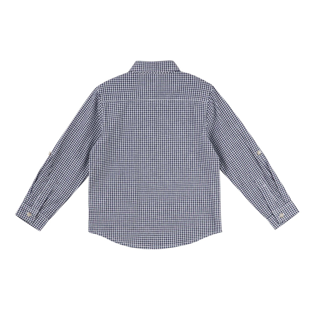 DESIGNER KIDZ BOYS OLIVER L/S BUTTON SHIRT - NAVY