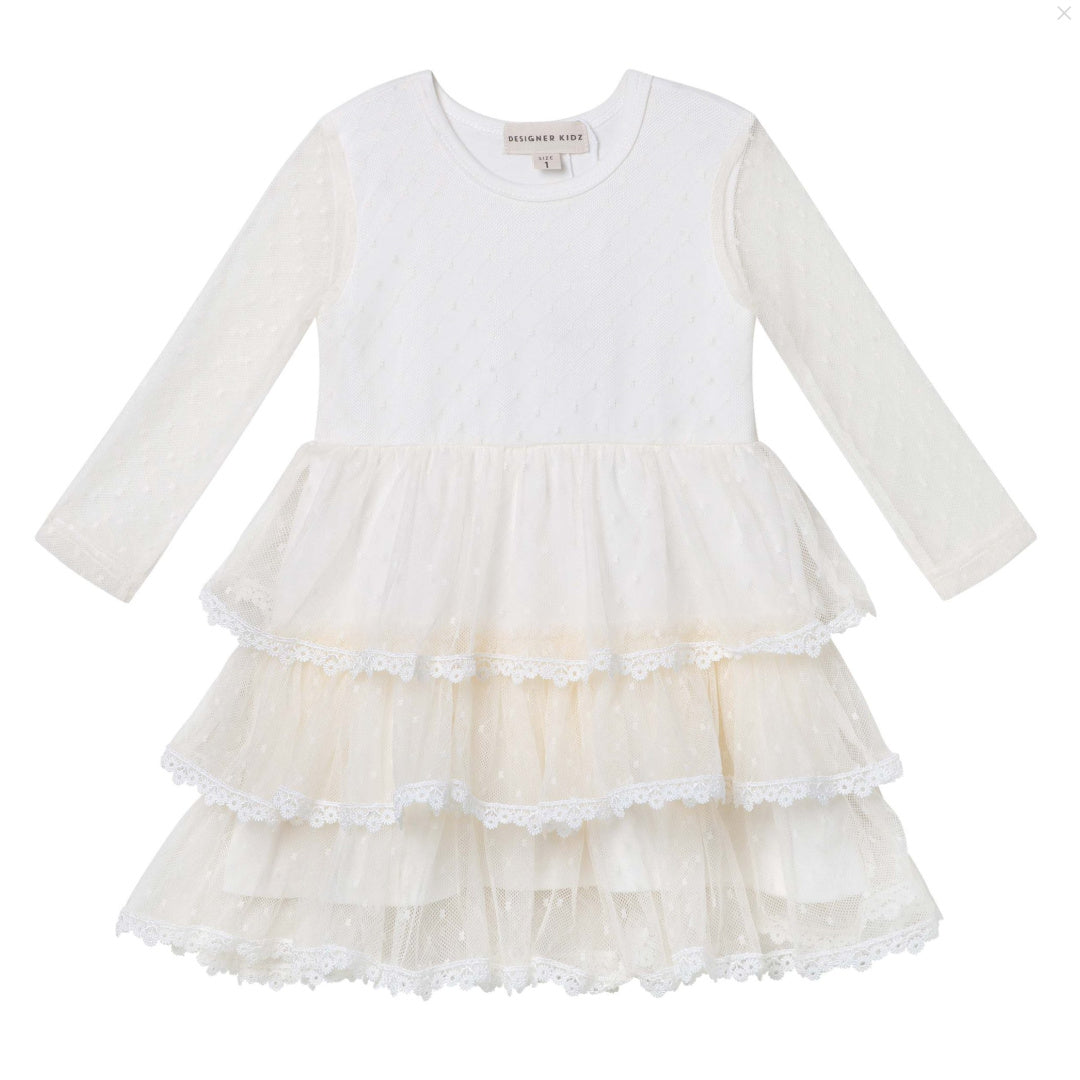 DESIGNER KIDZ POPPY L/S TIERED TULLE DRESS
